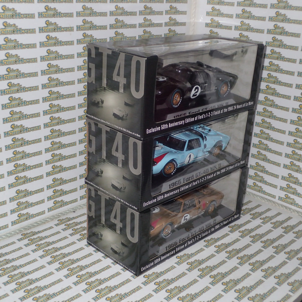 Shelby Collectibles 223168 - Set of 3 1/18 Scale Exclusive 50th Anniversary Edition of Ford's 1-2-3 Finish at the 1966 24 Hours of Le Mans.
