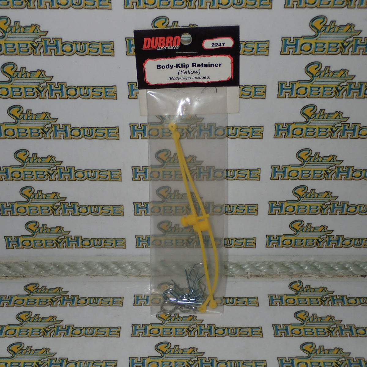 DUBRO 2247 Racing - Body-Klip Retainer (Yellow) with Body Klips