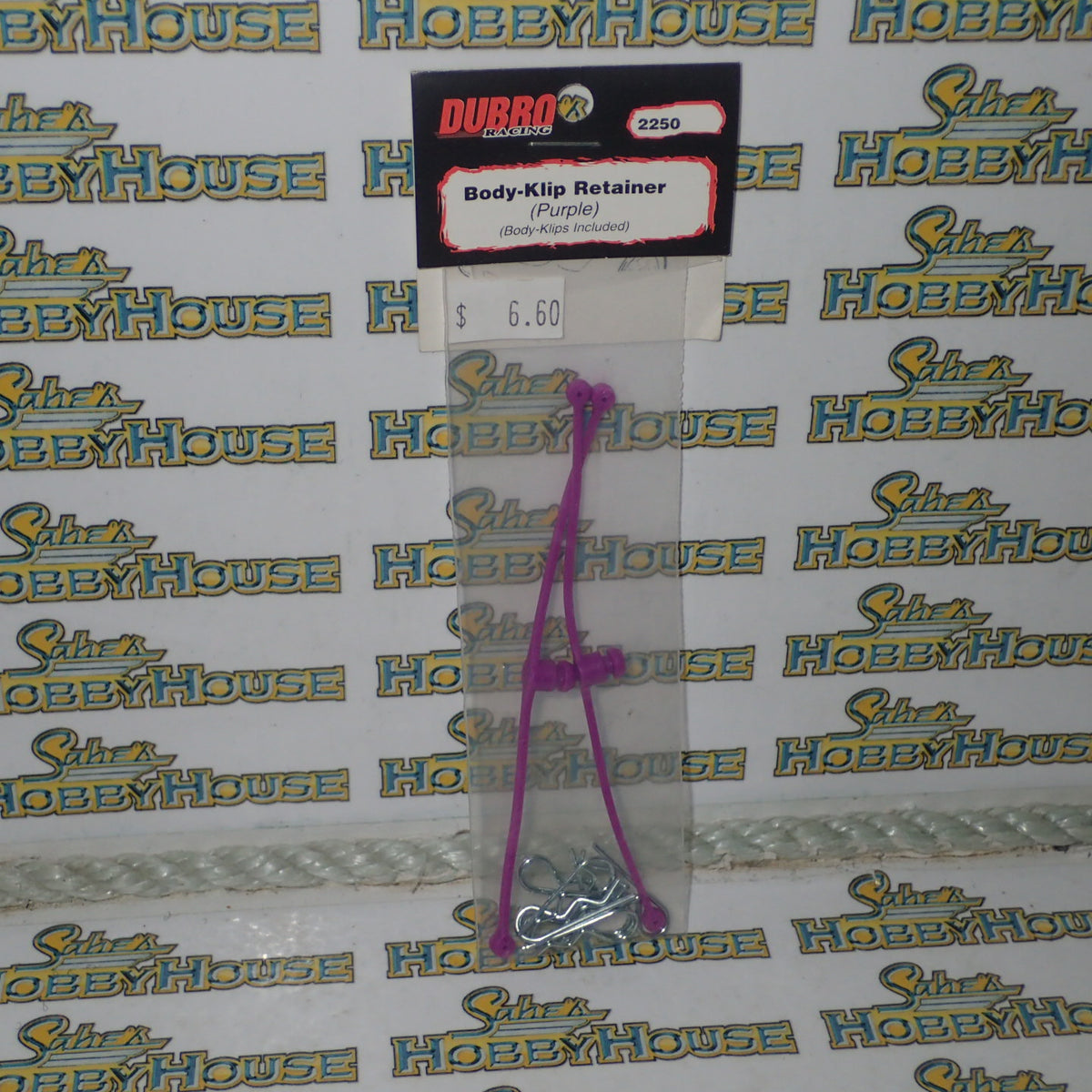 DUBRO 2250 Racing - Body-Klip Retainer (Purple) with Body Klips