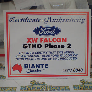 Biante 22732 - 1:18 Ford Falcon XW GTHO Phase 2 Starlight Blue Die-Cast Replica