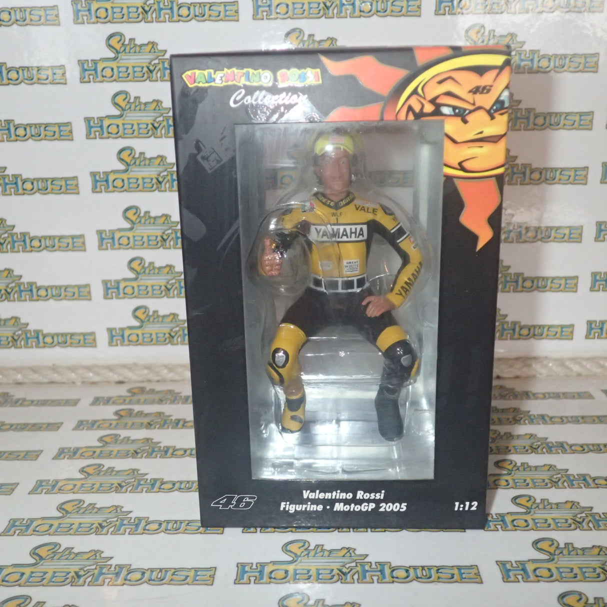 MINICHAMPS 312 050096 1/12 SCALE FIGURINE VALENTINO ROSSI LAGUNA SECA MOTOGP 2005 SITTING