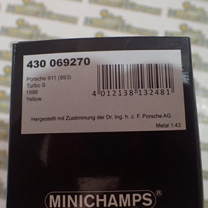 Minichamps 430 069270 - 1/43 Porsche 911 (993) Turbo S Pastel Light Yellow