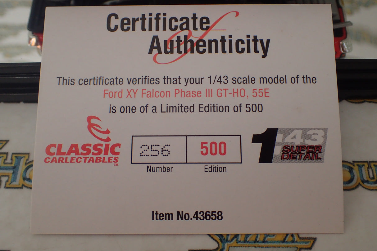 Classic Carlectables 43658 1/43 Scale Ford XY Falcon Phase 3 GT-HO 55E 1971 Bathurst