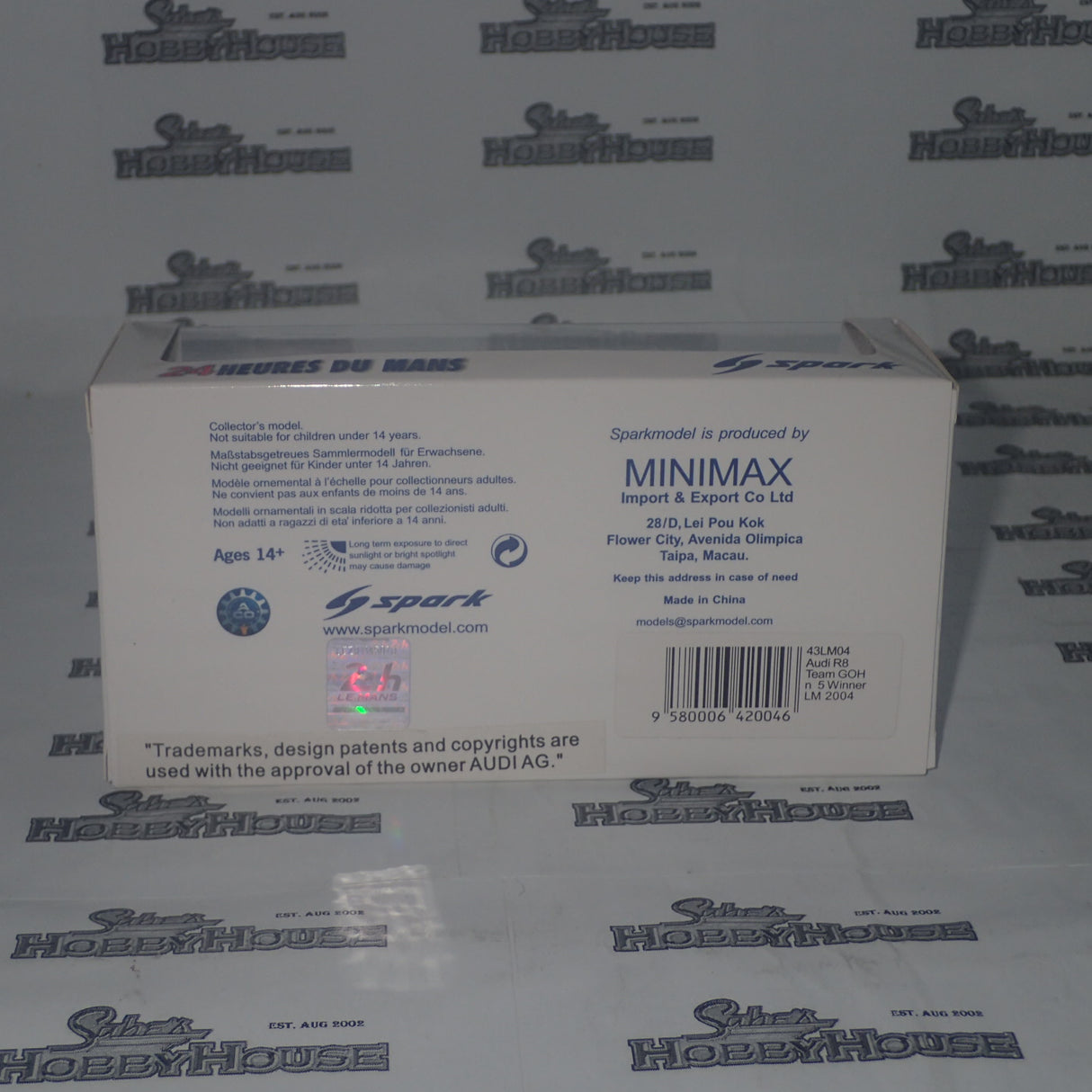 Spark Models 43LM04 – 1/43 Scale Audi R8 #5 Team GOH Winner 2004 24Hrs Le Mans Resin Scale Model Replica