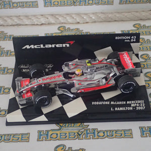 Minichamps 530 074302- 1/43 Scale Vodafone McLaren Mercedes MP4-22 L Hamilton 2007 Scale Model Replica