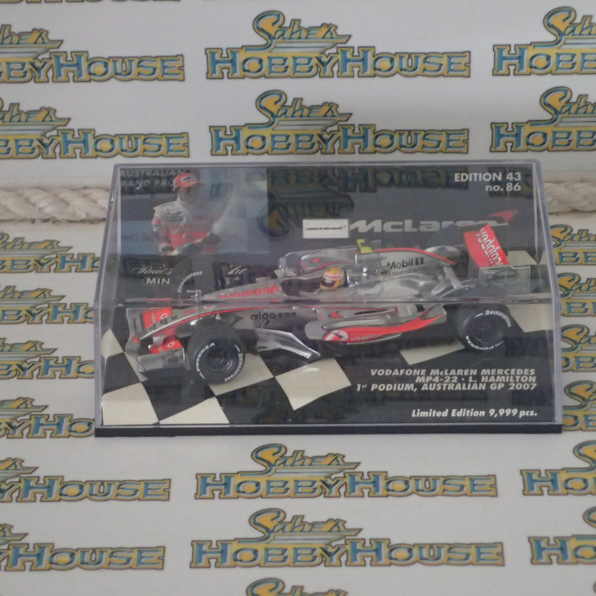 Minichamps 530 074312- 1/43 Scale Vodafone McLaren Mercedes MP4-22 L Hamilton 1st Podium, Australia GP 2007 Scale Model Replica