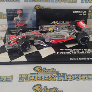 Minichamps 530 074312- 1/43 Scale Vodafone McLaren Mercedes MP4-22 L Hamilton 1st Podium, Australia GP 2007 Scale Model Replica