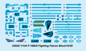 Trumpeter - 1:144 Scale - 03920 F-16B/D Fighting Falcon Block15/30 Plastic Model Kit