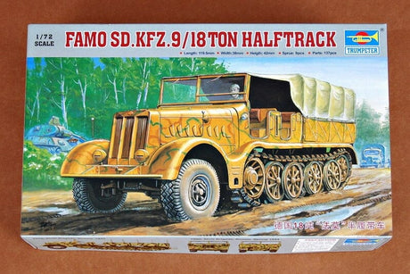 Trumpeter - 1/72 Scale - FAMO SD.KFZ.9/18 Ton Halftrack Plastic Model Kit