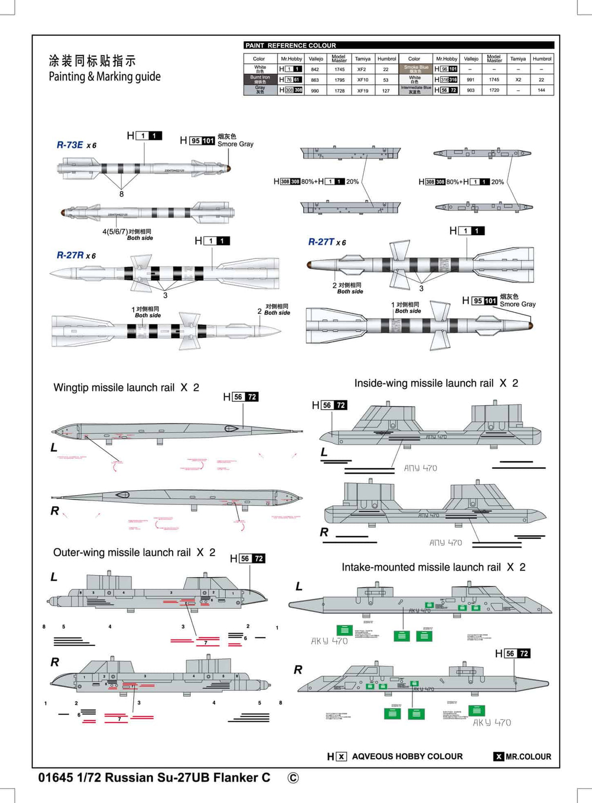 Trumpeter - 1:72 Scale - 01645 Russian Su-27UB Flanker C Fighter Plastic Model Kit