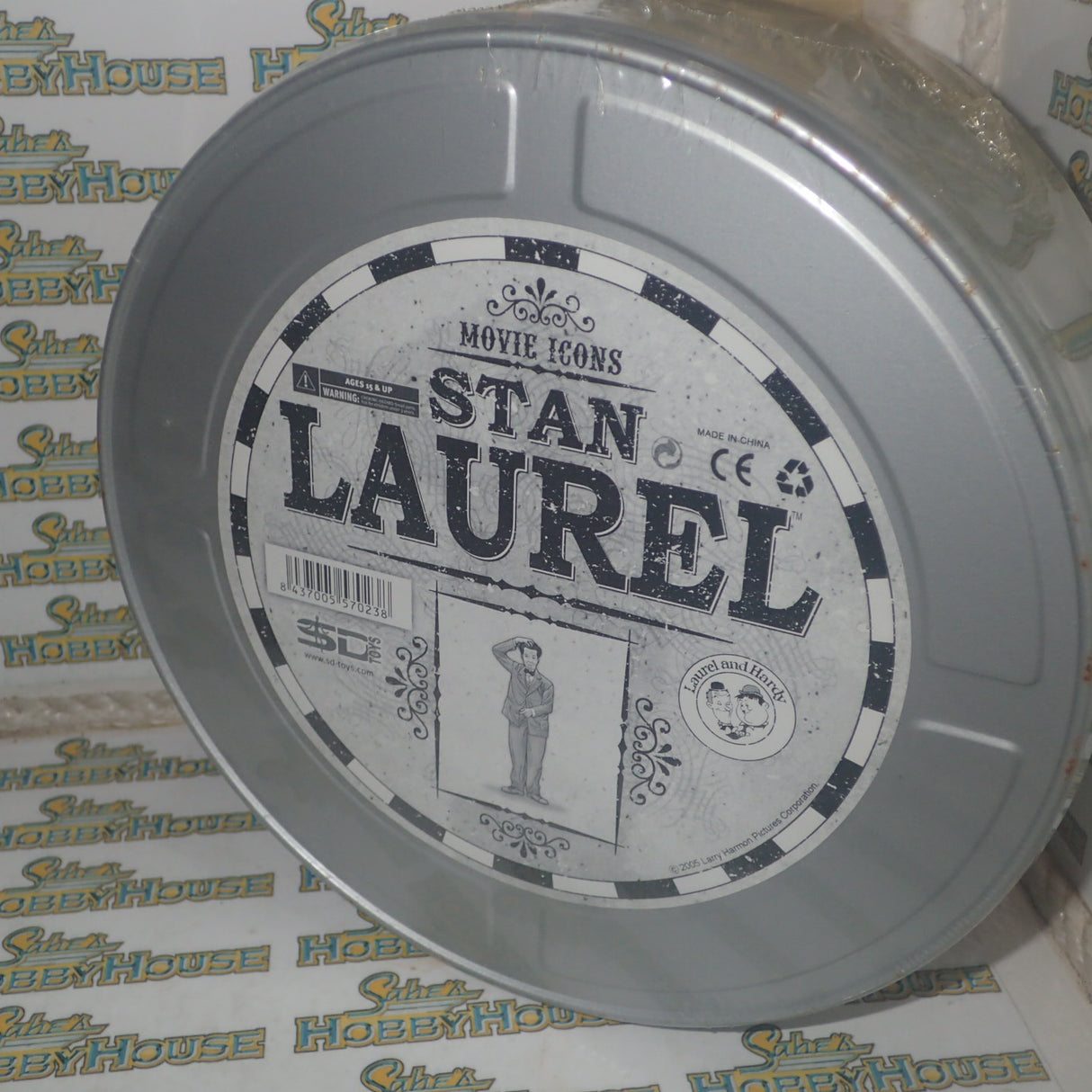 SD toys 570238 - Movie Icons Tin Movie Reel Container replica with Stan Laurel Hardy