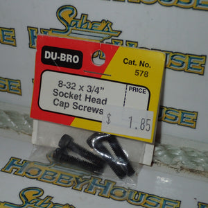 Dubro 578 - 8-32 x 3/4" Socket Head Cap Screws