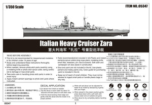 TRUMPETER - 1/350 Scale - 05347 Italian Heavy Cruiser Zara Plastic Model Kit