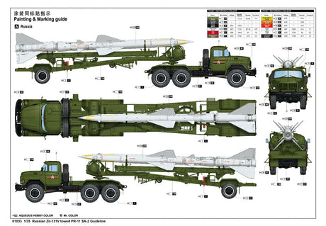 Trumpeter - 1:35 Scale - 01033 Russian Zil-131V towed PR-11 SA-2 Guideline Plastic Model Kit
