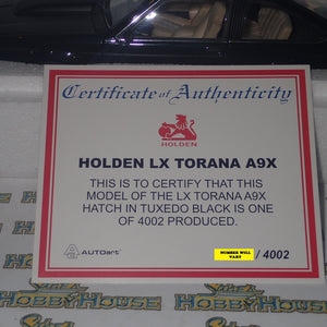 BIANTE 73454 Holden LX SS A9X Torana Hatchback Tuxedo Black