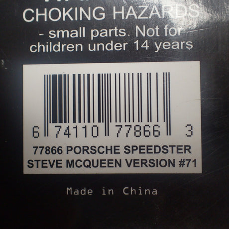 AutoArt 77866 - 1/18 Scale Porsche 356 Speedster Black Steve McQueen Version No. 71 Diecast Model Replica