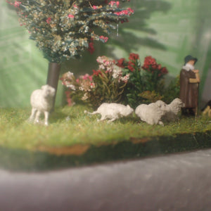 Jordan - HO/00 Scale - Baum-Motiv, Schafer, Hund und Schafe (Shepherd, Sheep, Dog & Tree)