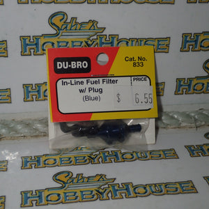 Dubro 833 - In-Line Fuel Filter w/Plug (Blue)