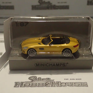 Minichamps - 870 037132 1/87 Scale - Mercedes AMG GTS Roadster 2015 Yellow Metallic