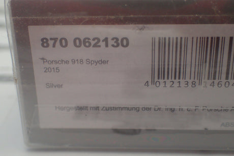 Minichamps - 870 062130 1/87 Scale - Porsche 918 Spyder 2015 Silver