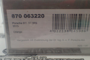 Minichamps 870 063220 - 1/87 Scale Porsche 911 GT3RS 2015 Orange