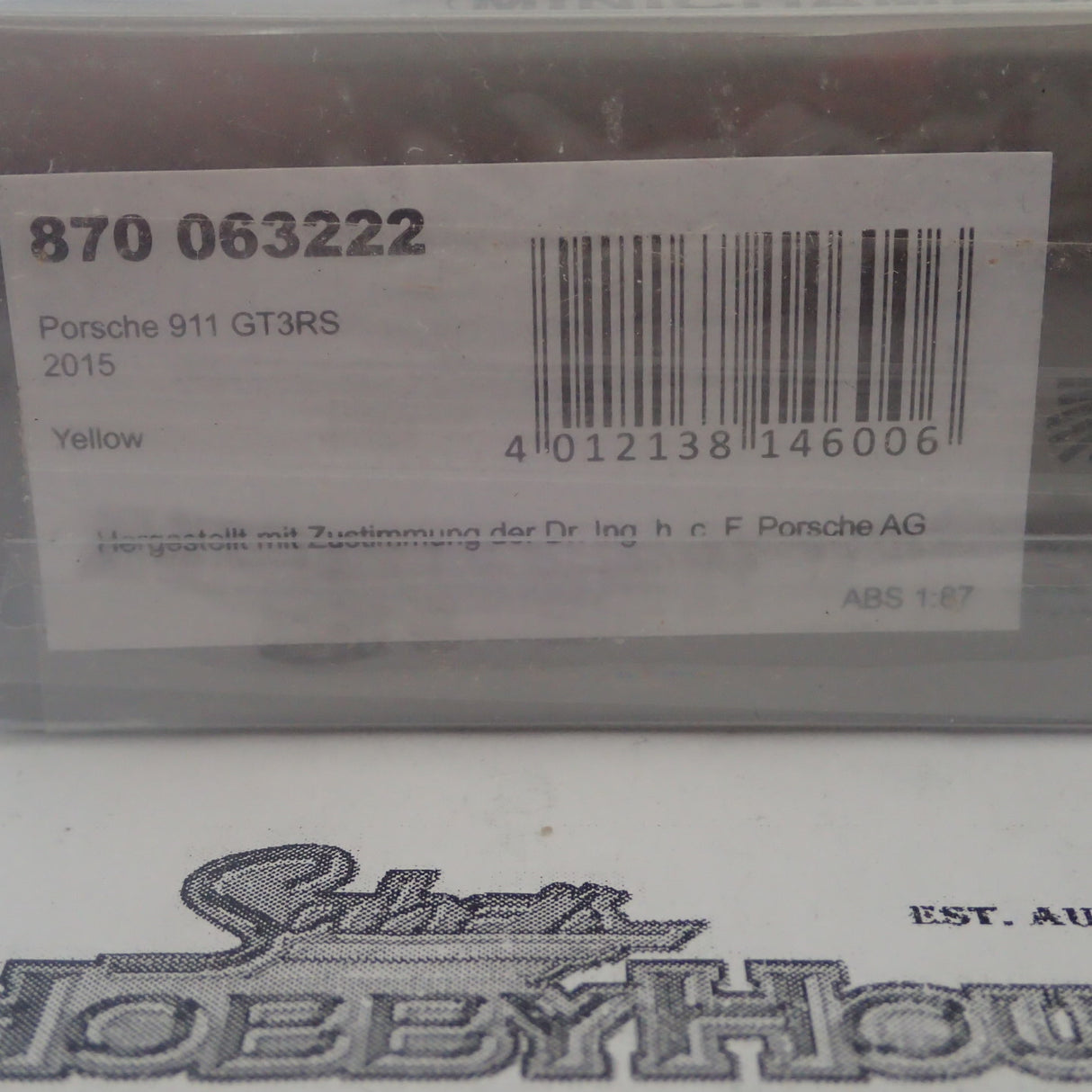 Minichamps - 870 063222 1/87 Scale - Porsche 911 GT3RS 2015 Yellow