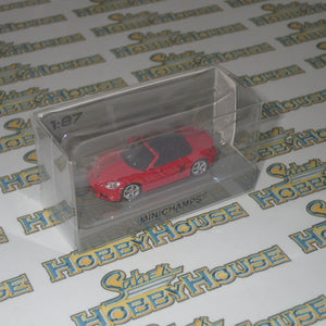 Minichamps 870 065130 - 1/87 Scale Porsche 718 Boxster 2016 in Red Scale Model Replica