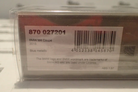 Minichamps - 870 027201 1/87 Scale - BMW M4 Coupe 2015 Blue Metallic