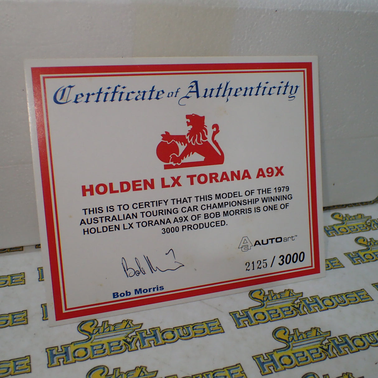 Biante / Autoart 87963 - 1/18 Scale Holden LX Torana A9X Bob Morris ATCC Winner Signed COA