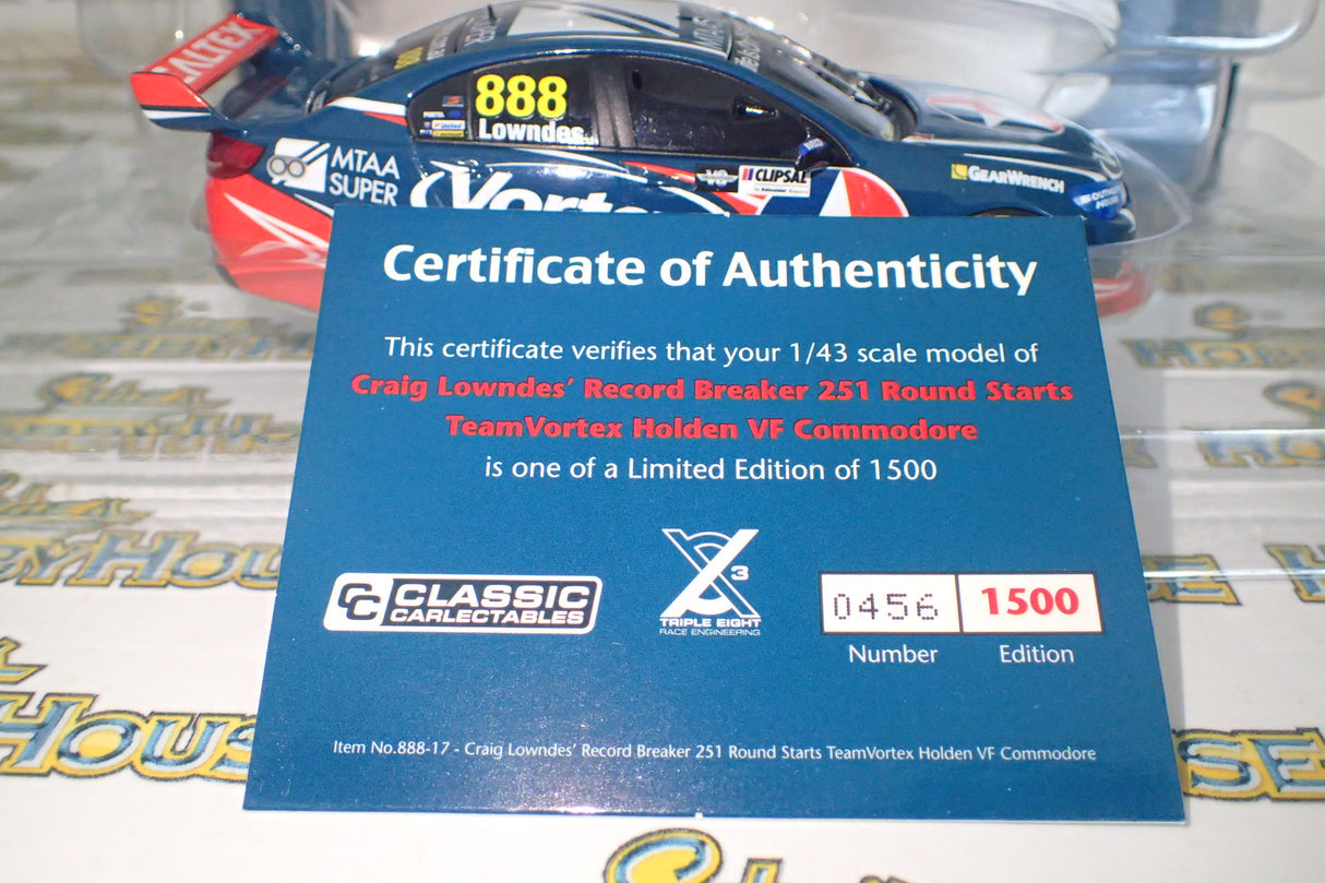 Classic Carlectables 888-17 1/43 Scale Holden VF Commodore Craig Lowndes