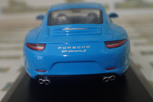 Maxichamps - 1/43 Scale - 2012 Porsche 911 Carrera S in Blue Diecast Model Replica