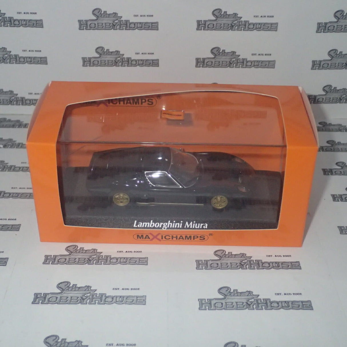 Maxichamps 940 103000 - 1/43 Scale Lamborghini Miura 1966 in Black Scale Model Replica crack in display case