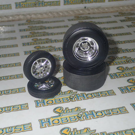 ACME A1800921W - 1/18 Scale Gasser Wheel and Tire Set - Show Chrome