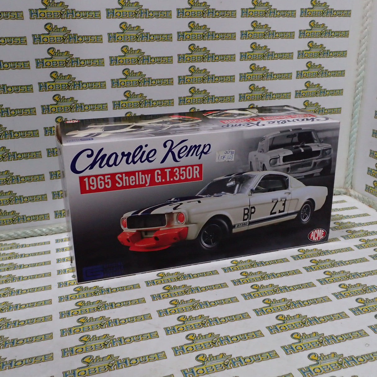 ACME A1801813 - 1/18 Scale Charlie Kemp 1965 Shelby G.T.350R only 123 Diecast Scale Model Replica's made