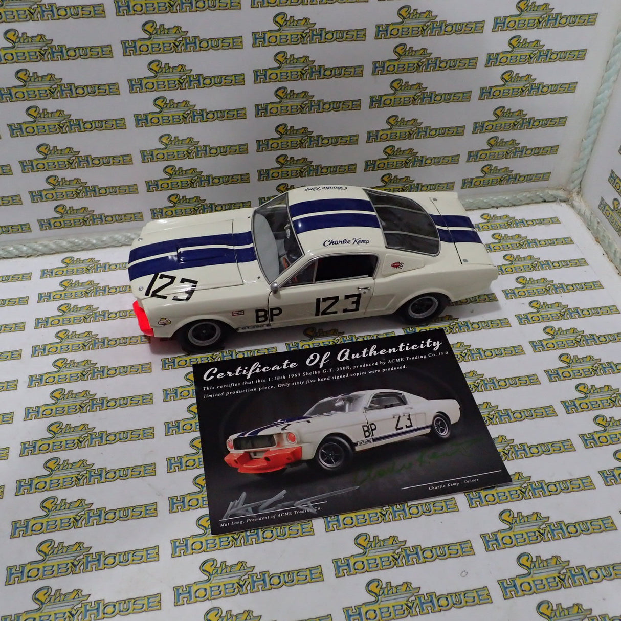 ACME A1801813 - 1/18 Scale Charlie Kemp 1965 Shelby G.T.350R only 123 Diecast Scale Model Replica's made