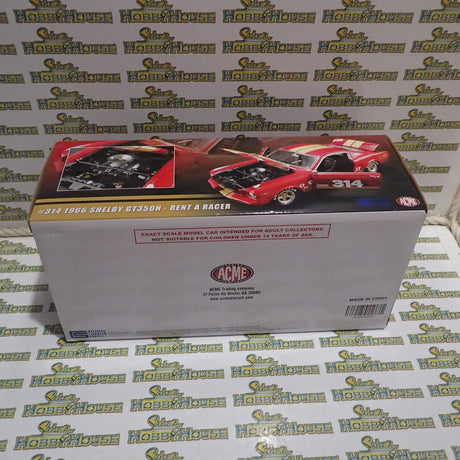 ACME A1801827 - 1/18 Scale #314 1966 Shelby GT350H Rent A Racer Black & Gold Custom Diecast Scale Model Replica
