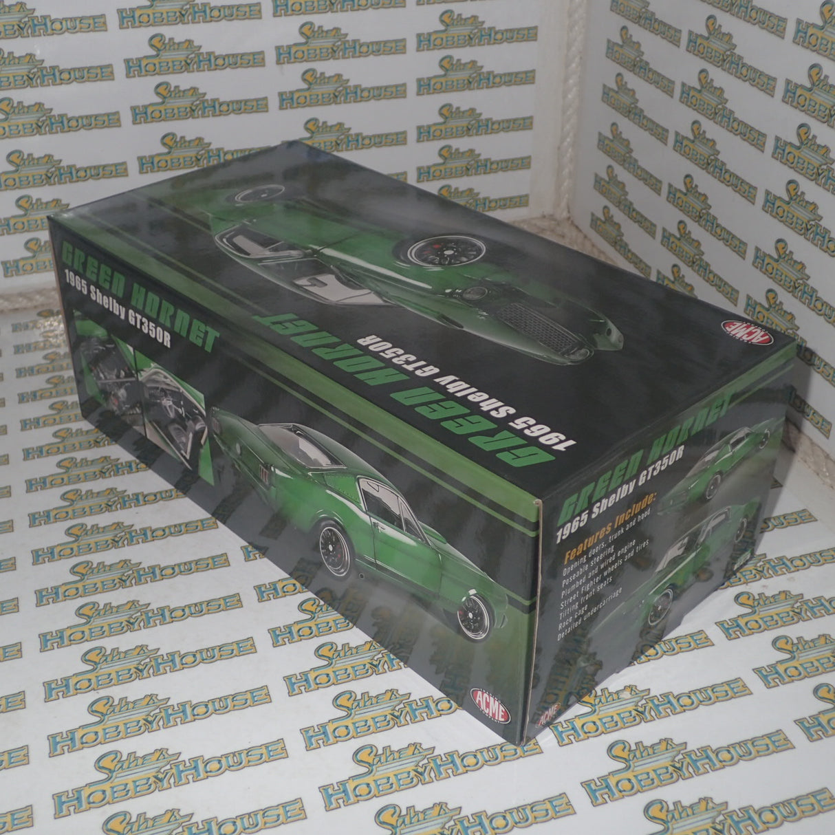 ACME A1801845 - 1/18 Scale 1965 SHELBY GT350R STREET FIGHTER - GREEN HORNET Diecast Scale Model Replica