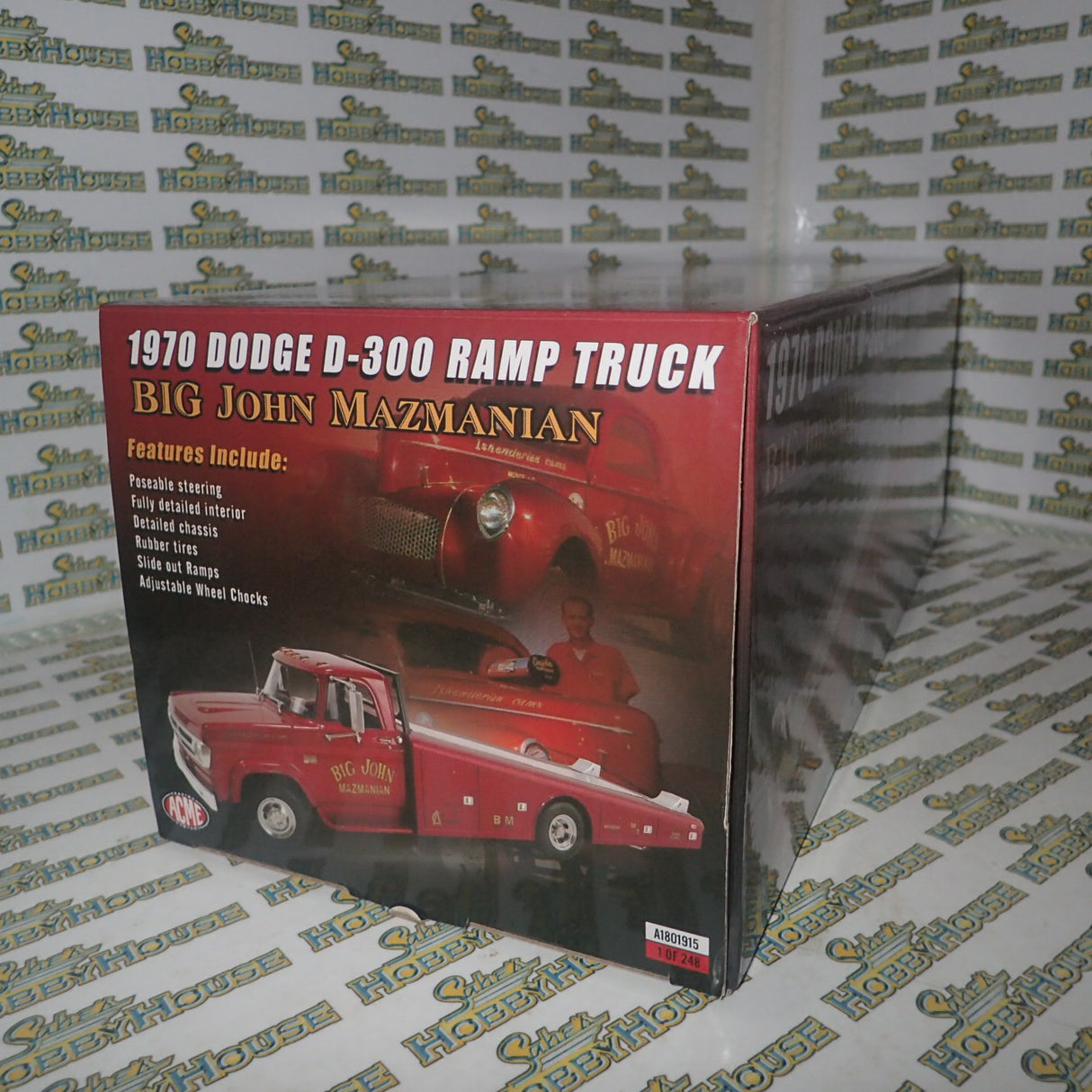 ACME A1801915 - 1/18 Scale 1970 Dodge D-300 Ramp Truck Mazmanian Diecast Scale Model Replica
