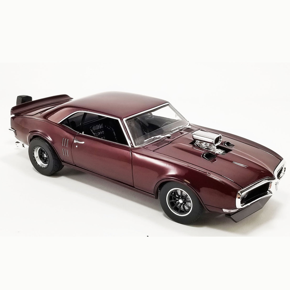 ACME A1805216 - 1/18 Scale 1968 PONTIAC FIREBIRD DRAG OUTLAWS Custom Maroon Metallic Diecast Scale Model Replica