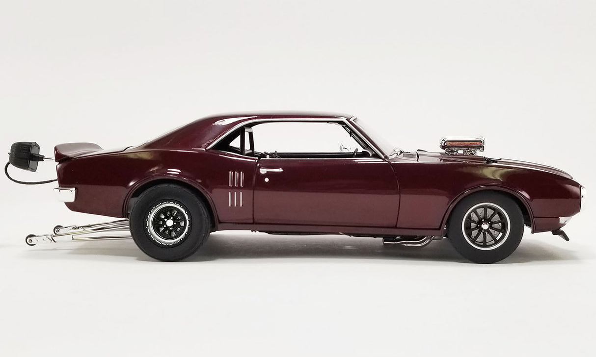 ACME A1805216 - 1/18 Scale 1968 PONTIAC FIREBIRD DRAG OUTLAWS Custom Maroon Metallic Diecast Scale Model Replica