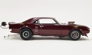 ACME A1805216 - 1/18 Scale 1968 PONTIAC FIREBIRD DRAG OUTLAWS Custom Maroon Metallic Diecast Scale Model Replica