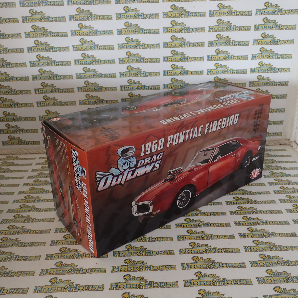 ACME A1805217 - 1/18 Scale 1968 PONTIAC FIREBIRD DRAG OUTLAWS Custom Metallic Orange Diecast Scale Model Replica