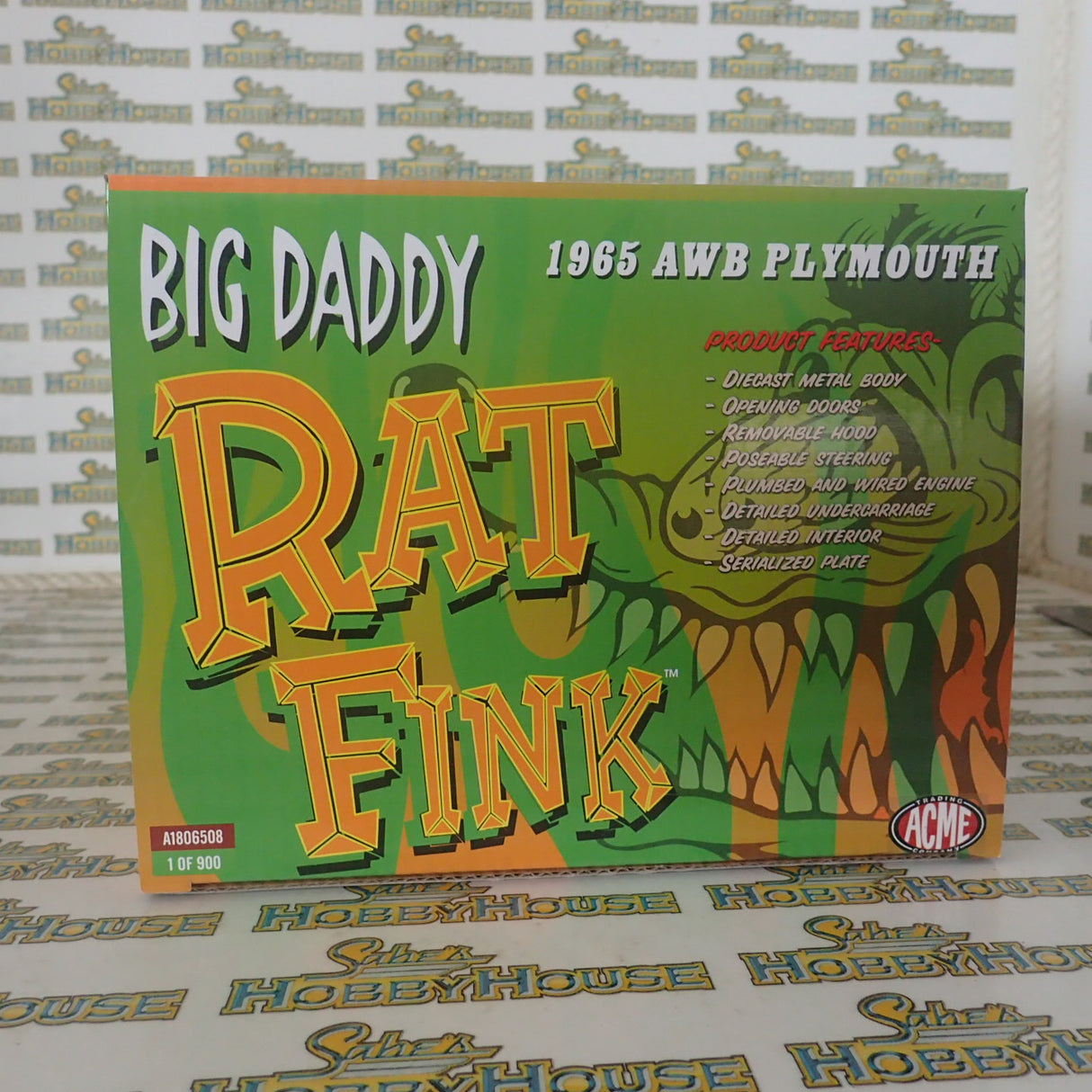 ACME A1806508 - 1/18 Scale 1965 PLYMOUTH AWB RAT FINK Diecast Scale Model Replica