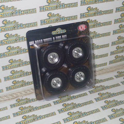ACME A1807215W - 1/18 Scale Off Road Wheel & Tire Set - Polished Aluminum
