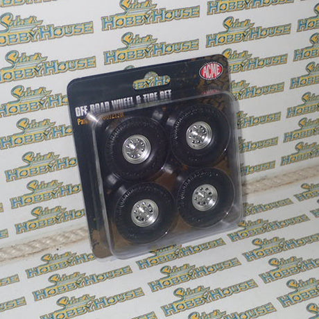 ACME A1807215W - 1/18 Scale Off Road Wheel & Tire Set - Polished Aluminum