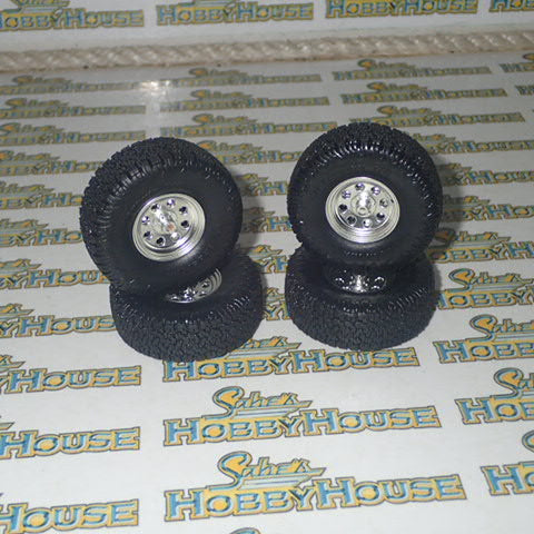 ACME A1807215W - 1/18 Scale Off Road Wheel & Tire Set - Polished Aluminum