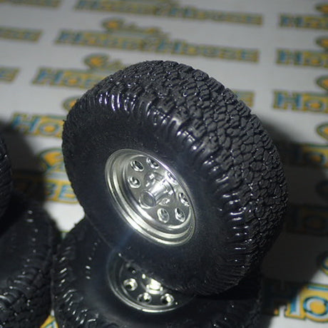 ACME A1807215W - 1/18 Scale Off Road Wheel & Tire Set - Polished Aluminum