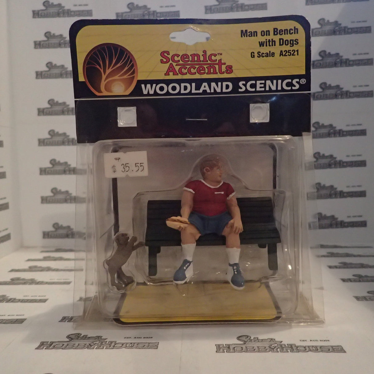 Woodland Scenics A2521 - Scenic Accents G Scale Man on Bench with Dog Plastic Figures