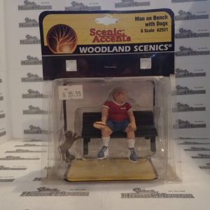 Woodland Scenics A2521 - Scenic Accents G Scale Man on Bench with Dog Plastic Figures