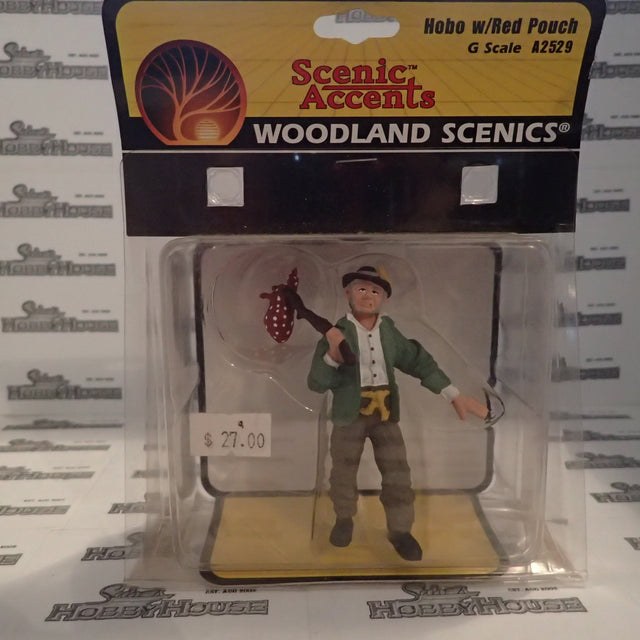 Woodland Scenics - Scenic Accents A2529 - G Scale - Hobo W/Red Pouch Plastic Figure